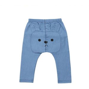 0-3Y Baby Jongen Meisjes Denim Broek Peuter Kid Bear Sweatpant Joggers Elastische Bodems Broek