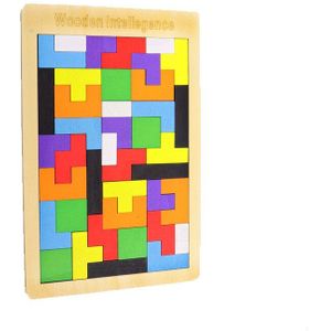 Houten Jigsaw Figuur 3 D Tangram Brain Speelgoed Boord Puzzel Kinderen Puzzel Tetris Speelgoed Educatief Speelgoed Houten