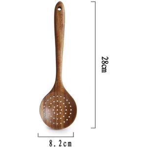 1 Set Natuurlijke Houten Servies Lepel Pollepel Turner Lange Rijst Vergiet Soep Skimmer Koken Lepels Scoop Keuken Tool Set 2