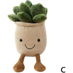 1Pc Lachend Gezicht Succulent Tulp Groene Plant Ornamenten Pop Balkon Decoratie Knuffel Pop Creatieve Ingemaakte Bloemen