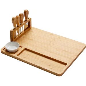 Bamboe Kaasplank Bestek Knif Set Met Schuif Lade 4 Messen Koken Gereedschap Kaasmes Kaas Slicer Vork Scoop