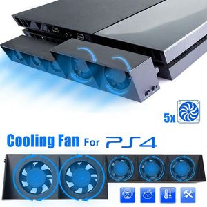 Voor PS4 console koelkast koelventilator voor PS4 externe USB 5-fan temperatuurregeling voor Playstation 4 console