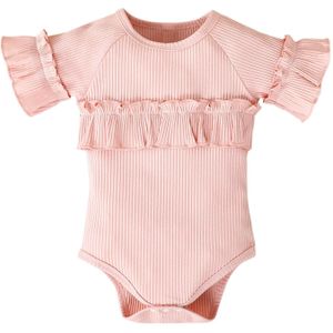 Baby Bodysuit Pasgeboren Meisjes Ruche Kleding Korte Mouwen Peuter Baby Kind Kids Kleding Pasgeboren Outfits Set 0-12 Maanden