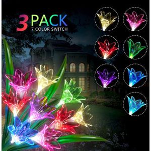 Led Solar Bloem 7 Kleur Lelie Outdoor Waterdichte IP65 Verlichting Fee Licht Gazon Lamp Voor Tuin Achtertuin Decoratieve Verlichting