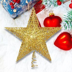 25Cm Kerstboom Toppers Decoratieve Hangers Shining Gouden Ster Pentagram Jaar Christmas Party Scene Layout Decor
