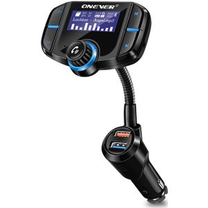 Onever QC3.0 Ondersteuning Siri Fm-zender Bluetooth Fm Modulator 2 Poort Quick Charge Charger Handsfree Car Kit 1.65 ''MP3 speler