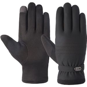 Winter Mannen Sport Plus Pluche Dikke Warme Kasjmier Fietsen Riding Mittens Elastische Imitatie Lederen Touch Screen Rijden Handschoen C65