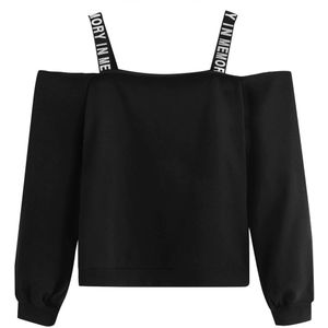 Off shoulder sweatshirts Mode Vrouwen Lange Mouw Sweatshirt Brief Afdrukken Trui Top Blouse zwarte hoodie bluza dresowa damska