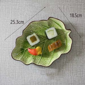 Creatieve Keramische Blad Fruit Suhi Salade Groene Lange Vierkante Schotel Lotus Eetkamer Grote Praktische Plaat Salade Sushi