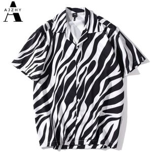 Hawaiian Shirt Mannen Streep Gedrukt Korte Mouw Mannen Harajuku Streetwear Oversized Shirts Voor Mannen Beach Tops