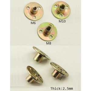 50 Pcs Schroef Op T Tee Moer Aansluiten Flens Disc Met M6 M8 M10 Moer Voor Slaapbank Meubels Been connector
