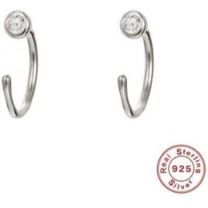 Roxi 925 Sterling Zilveren Geometrische Ronde Cz Stud Oorbellen Voor Vrouwen Oor Botten Oor Gesp Kraakbeen Helix Piercing Oorbellen