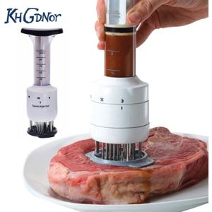 KHGDNOR 2-in-1 Professionele Vleesvermalser Marinade Injector BBQ Vlees Biefstuk Rundvlees Saus Tenderizer met Roestvrijstalen Naald