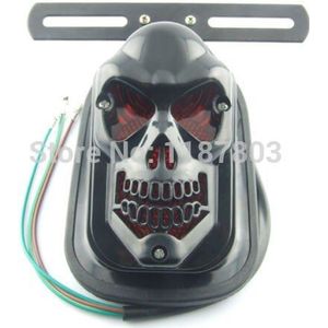 Motorcycle Black Skull Achterrem Stop Achterlichten Voor Honda Yamaha Suzuki Crossmotor Atv