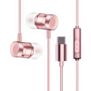 Usb Type-C In Ear Oortelefoon Met Microfoon Metalen Sport Gaming Wired Heeadphones Draad Controle Headset Bass USB-C Oordopjes