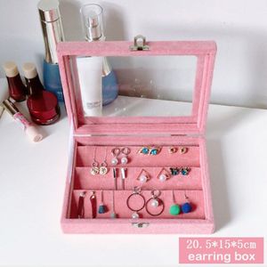 Maat 20.5*15*5 Cm Roze Sieraden Display Box Case Voor Ringen Oorbellen Armbanden Kettingen Andere ornamenten Organizer