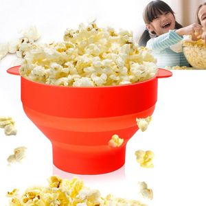 Opvouwbare Siliconen Popcorn Kom Hoge Temperatuur Weerstand Grote Met Deksel Magnetron Siliconen Emmer