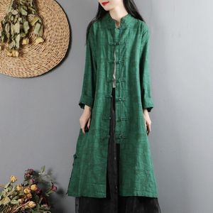 Chinese Stijl Lange Blosue Shirt Vrouwen Vintage Katoen Linnen Lange Shirt Plus Size Solid Rood Zwart Chinese Shirt Tops 10717