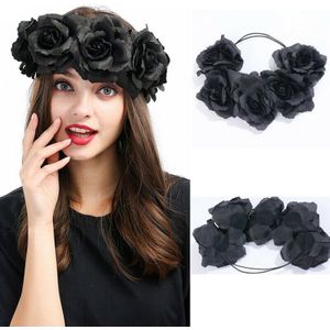 Halloween Hoofdband Black Rose Haarband Haar Hoepel Party Halloween Cosplay Fancy Dress Bloemen Kant Festival Haar Accessoire