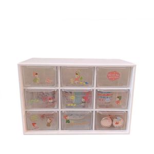 School 3 Layer 9 Grid Desk Organizer Box Transparante Desktop Lade Briefpapier Organizer Potlood Washi Tape Opslag Accessoires