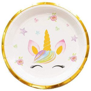 Bronzing Unicorn Party Disposable Tableware Paper Plate Cups Tablecloths Baby Shower Birthday Decoration Kids Favor Supplies
