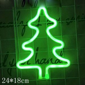 LED Neon Licht Kerstboom Hanglamp Woondecoratie voor Xmas USB/Batterij Aangedreven Neon Borden Party Opknoping Ornament
