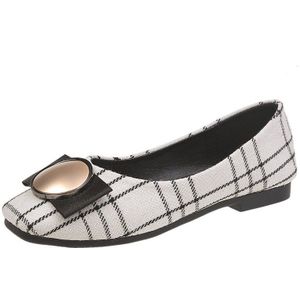 Hqfzo Vrouwen Slip Op Lente Zomer Loafers Plaid Gesp Flats Toevallige Ondiepe Mond Schoenen Ballet Enkele Schoenen Schoeisel