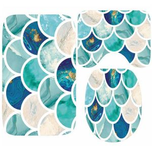 Stijlvolle Roze Aqua Blue Mermaid Weegschalen Badkamer Mat Set 3 Pcs Kleurrijke Mat Voor Wc Tapijt Tapijt Aquarel Douche floor Mat