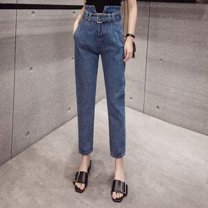 Colorfaith Vrouwen Jeans Casual Hoge Taille Broek Potlood Broek Voor Dames Grils Enkellange Koreaanse Stijl Blauwe Denim J1115