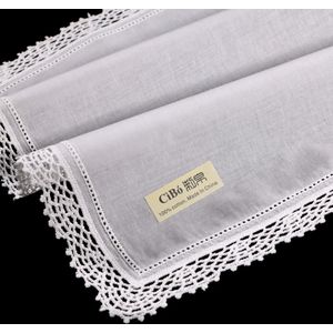 C006: 12 stuks Wit premium katoen kant zakdoeken haak zakdoeken voor vrouwen/dames wedding zakdoek