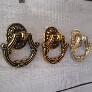 Vintage Dresser Knoppen Ring Lade Trekt Handgrepen Keukenkast Knop Antiek Zilver Brons Messing Kast Knoppen Meubels