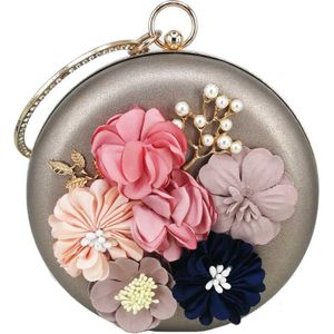 Circulaire Pu Bloem Vrouwen Clutch Avondtasje Mooie Zwarte Polsbandjes Bloemen Party Bag Wedding Bag Pochette Vrouwelijke Handtas X55