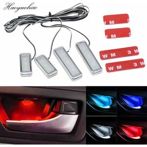 4 Stuks Universele Decoratieve Verlichting Auto Sfeer Lamp Lnterior Armsteun Deurklink Led Verlichting Lnterior Auto Kom