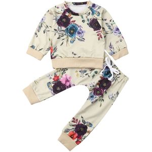 Peuter Baby Meisje Herfst Kleding Set Lange Mouw Bloem Tops Lange Mouw Sweatshirt Leggings Broek 2 STUKS Outfit