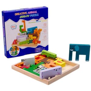 3D Dier Puzzels Kubus Houten Speelgoed Baby Houten Educatief Speelgoed Jigsaw Voor Kind