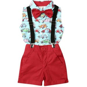 Boutique Jongen Kleding Kids Baby Boy Zomer Pak Bruiloft Bowtie Gentleman Shirt Bib Broek Outfit Set