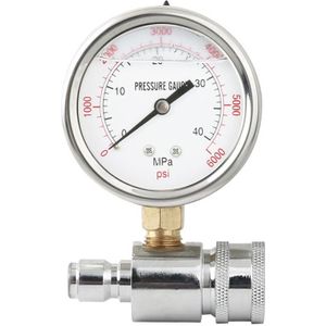 Hogedrukreiniger Gauge Kit, 3/8 Inch Quick Connect, Universal Power, Rvs, 6000 Psi