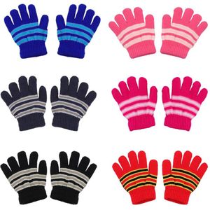6 Pairs Handschoenen Gebreide Creatieve Winddicht Neutrale Volledige Vinger Handschoenen Warme Handschoenen Wanten Voor Kinderen Jongens Kinderen Meisjes