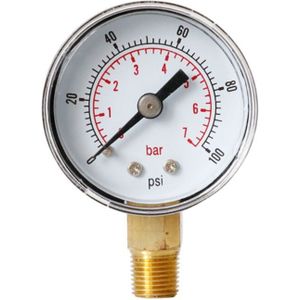 40Mm Gezicht Manometer 1/8 "Bspt Bottom Mount 15,30,60.100,160 200, 300 Psi & Bar Voor Air Gas Water Brandstof Vloeistof.