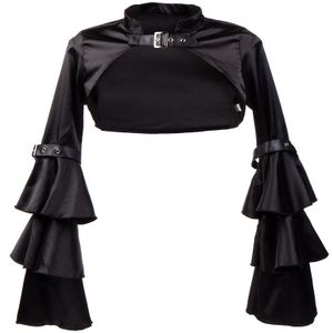 Lolita Gothic Sjaal Slanke Jurk Jas Vrouwen Lange Mouwen Satin Shawl Vest Blouse Zwart Gothic Punk Stijl Vintage Sjaal