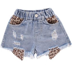 Koreaanse Kleding Baby Meisjes Jeans Shorts Ripped Gaten Kwasten Luipaard Print Bodems Hoge Taille Streetwear Peuter Denim 1 Tot 8 jr