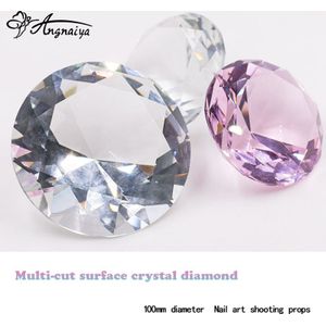 100MM Wit Roze Grote Diamant Nail Crystal Cut Glas Decoratie Nagel Winkel Model Hand Tonen Schieten Props Diamant Sieraden