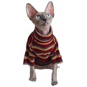 Katoen Korte Mouwen Trui Blauw Shirt Hoge Kraag Huidvriendelijke Korte Mouw Kat Gestreepte Kleding Voor Herfst winter