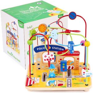 Kid Creatieve Transport Stad Kralen Blokken Kinderen Houten Speelgoed Vroege Onderwijs Speelgoed Rijgen Threading Kraal Game