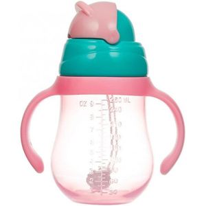 260Ml Baby Cup Leuke Kinderen Leren Drinkwater Stro Handvat Fles Training Drinken School Voedsel Melk Flessen