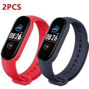 2Pcs M5 Smart Horloge Sport Fitness Tracker Stappenteller Hartslag Bloeddrukmeter Bluetooth M5 Band Smart Armband Mannen vrouwen