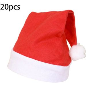 20Pcs Christmas Party Kerstman Hoed B1-2-1 Zachte Niet-geweven Stof Volwassenen Kinderen Kerst Hoed