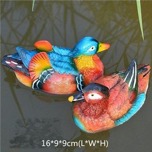 2 Stks/partij Tuin Outdoor Drijvende Eend Gazon Zwembad Dier Ambachtelijke Vijver Ornament Hars Flamingo Miniatuur Beeldjes Decoratie