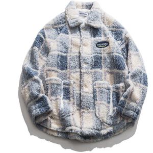 Heren Winter Gewatteerde Jas Plaid Parka Hip Hop Jas Voor Mannen Fleece Massaal Warm Uitloper Windjack Streetwear Harajuku