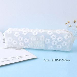 Eenvoudige Kawaii Bloemen Bloem Netto Garen Etui Rits Potlood Gevallen Mooie Pen Tassen Meisje School Supply briefpapier